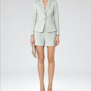 Reiss Greece Pastel Blue Blazer Jacket Single Breasted Single Button Front Sz 2